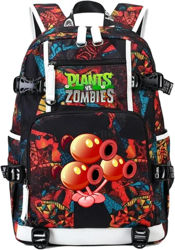 Miniatura 9 de ISaikoy Game Plants vs. Zombies - Mochila de hombro para libros, mochila escolar, mochila para computadora portátil, color rojo1