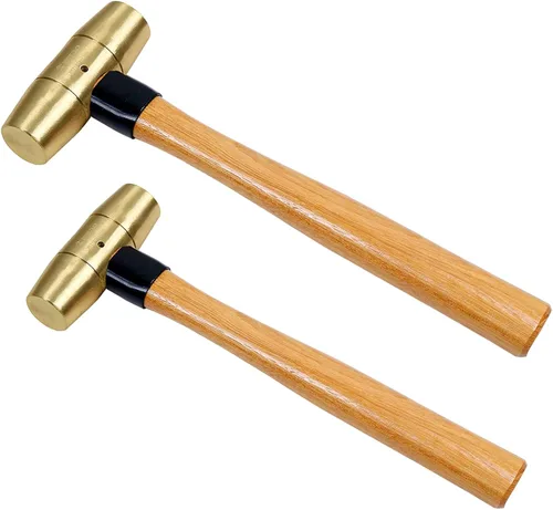 Miniatura 19 de WEDO Martillo de latón de 16 onzas, martillo de mazo de latón macizo con mango de fibra de vidrio, cabeza de doble cara, longitud de 12 pulgadas