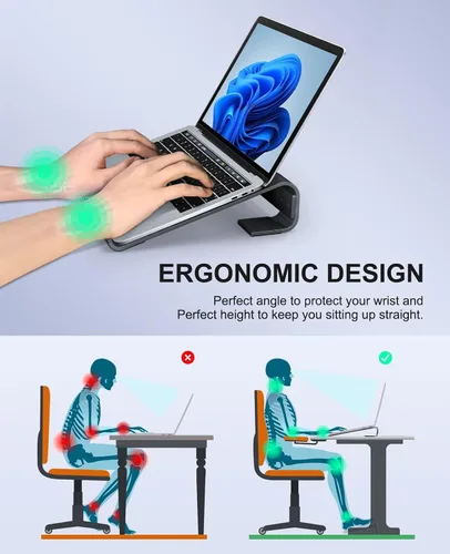 Miniatura 2 de Soqool Soporte para computadora portátil para escritorio, soporte ergonómico desmontable para laptop, soporte de aluminio para MacBook, compatible