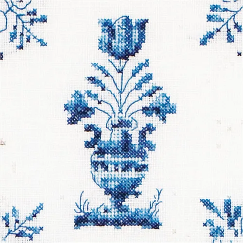 Miniatura 2 de Thea Gouverneur - Kit de punto de cruz contado, jarrones de flores de azulejos antiguos, Aida, 18 unidades, kit de bordado para adultos, hilos