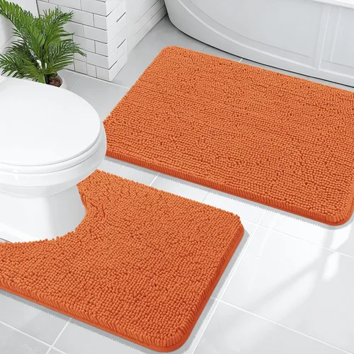 Miniatura 106 de OLANLY Juego de alfombras de baño de 2 piezas, alfombras de baño de chenilla suave y absorbente y alfombra de contorno en forma de U para inodoro