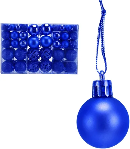 Miniatura 2 de Juego de 100 adornos de bolas de Navidad, decoraciones colgantes de temporada, bolas de Navidad de plástico inastillables, juego a granel para Azul
