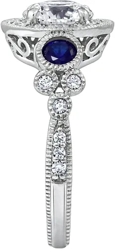 Miniatura 3 de Tienda Collection Platinum-Plated Sterling Silver Infinite Elements Cubic Zirconia Antique Round-Cut and Created Sapphire Ring