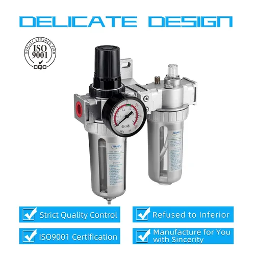 Miniatura 4 de NANPU 1/2" NPT Regulador de presión de filtro de aire Lubricador Kit de medidor de secador de agua/aceite Separador de trampa 3 en 1 Unidad gemela