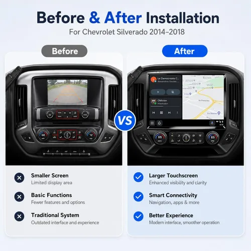 Miniatura 2 de Actualización estéreo de radio QLED de 13.1 pulgadas para Chevy Silverado y GMC Sierra 2014-2018, unidad principal de 8 núcleos 4 GB+64 GB