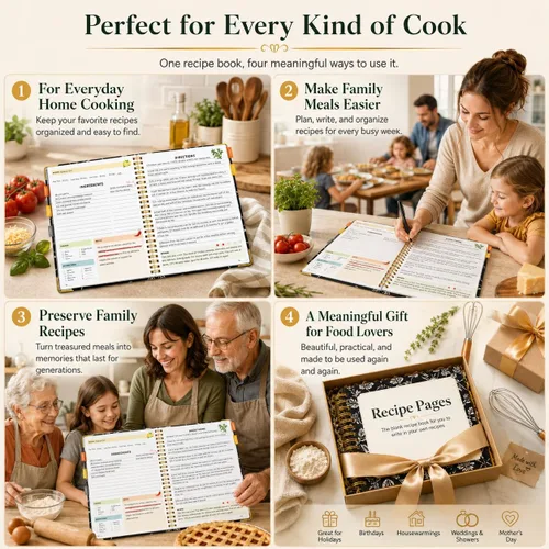 Miniatura 6 de Libro de recetas para escribir en tus propias recetas, libro de recetas en blanco, cuaderno de recetas de tapa dura, diario de recetas con capacidad