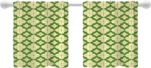 Miniatura 13 de Shrahala Art Nouveau Floral Pattern Blackout Curtain Tiers, Delicate Vine and Flower Design Kitchen Valance Light Blocking Tier Drapes with Rod