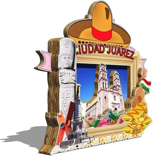 Miniatura 2 de Ciudad Juárez México imán de nevera imán de madera 3D monumentos de viaje coleccionables recuerdos decoración hecha a mano