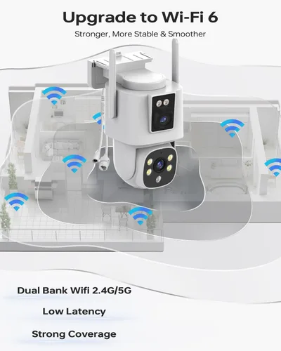 Miniatura 6 de Sistema de cámara de seguridad inalámbrica para exteriores: 4 piezas de 6 MP con lente dual y pantalla dual PTZ para exteriores con seguimiento