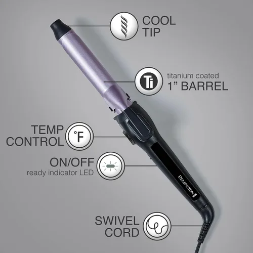 Miniatura 7 de Remington Rizador con clip antiestático de 1 pulgada con protección de titanio, calentamiento rápido, barril de cerámica para rizos clásicos suaves