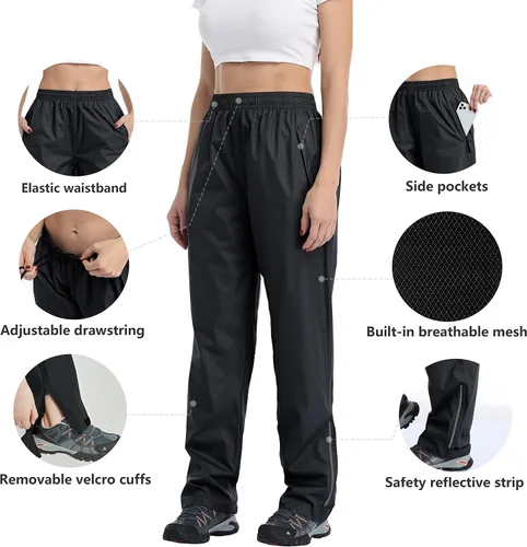 Miniatura 2 de Pantalones de lluvia para mujer, impermeables, ligeros, resistentes al viento, para golf, pesca, senderismo