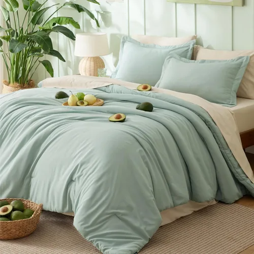Miniatura 17 de Bedsure Juego de ropa de cama con edredón tamaño individual de 5 piezas, diseño bohemio contrastante, juego de cama en una bolsa con edredón