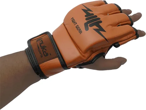 Miniatura 4 de Guantes MMA para hombre, guantes de boxeo con palma abierta, guantes de boxeo de cuero para artes marciales para hombres y mujeres, guantes