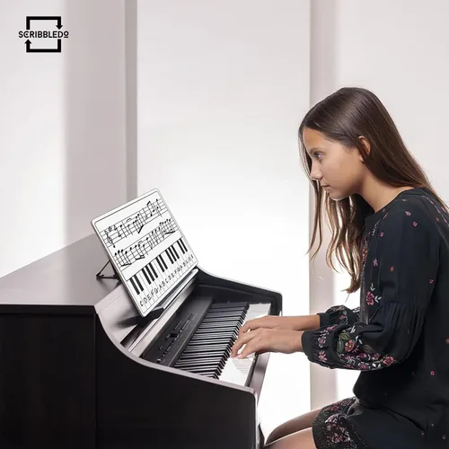 Miniatura 3 de SCRIBBLEDO Pizarra blanca de borrado en seco de 11 x 14 pulgadas, portátil, duradera, portátil, de doble cara, para niños, estudiantes, músicos
