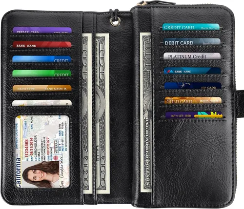 Miniatura 2 de Coco Rossi Billeteras para mujer con múltiples tarjetero, cartera de embrague, tarjetero, organizador de tarjetas para mujer con correa