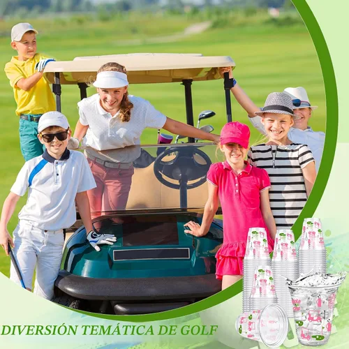 Miniatura 4 de Qinyoung 50 piezas de suministros de fiesta de golf con bola de golf de Masters, vasos de plástico transparente desechables de 12oz en masa, Let's
