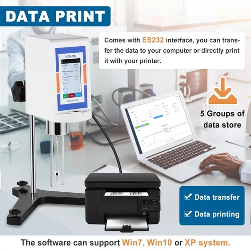 Miniatura 2 de Viscómetro rotatorio digital 10-6,000,000mPa.s Medidor de viscosidad de pantalla táctil ±1% Viscosímetros de laboratorio de precisión con salida