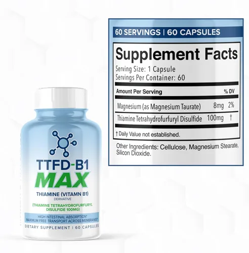 Miniatura 7 de MAXLIFE NATURALS TTFD - Suplemento de tiamina B1 – 60 cápsulas, suplemento de tiamina de vitamina B1 de alta potencia para enfoque, apoya la función