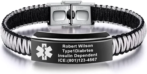 Miniatura 22 de Pulseras de alerta médica para mujeres Pulseras de identificación médica personalizables para hombres, niñas y niños Pulseras médicas trenzadas