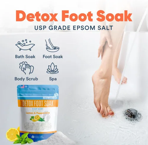 Miniatura 4 de Detox - Remojamiento para pies (2 libras) de sal de Epsom con aceites esenciales de limón y menta