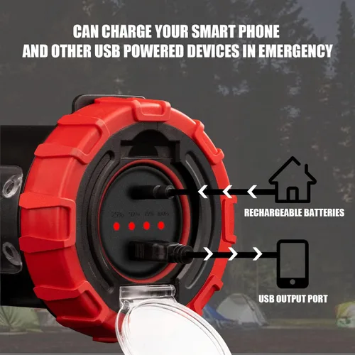Miniatura 4 de Anhay Linterna LED recargable para campamento, linterna regulable con gancho, foco impermeable para emergencias de huracanes, al aire libre