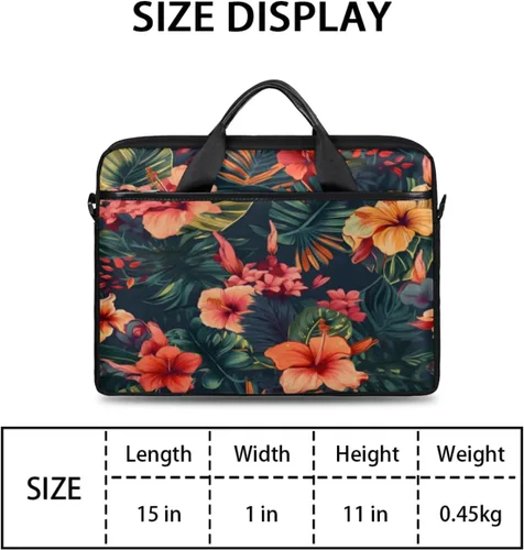 Miniatura 7 de Bolsa de hombro impermeable para laptop de 14 a 15.6 pulgadas, bolsa de mensajero para computadora portátil, Diseño de flores tropicales