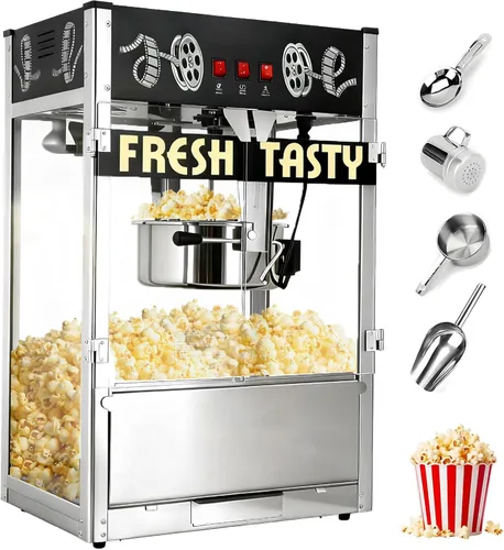 Miniatura 22 de Máquina de palomitas de maíz de 8 onzas con carro, máquina para hacer maíz con ruedas y hervidor de acero inoxidable que hace hasta 32 tazas