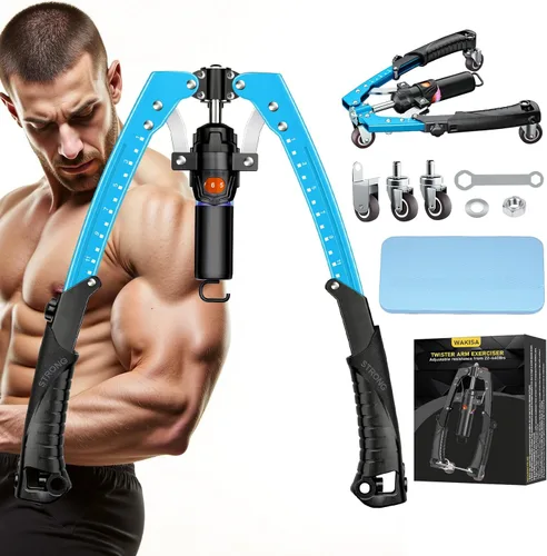 Miniatura 10 de Twister Arm Trainer, 3 in 1 Hydraulic Power Chest Workout Equipment with Ab Roller Wheels and Hooks, Adjustable 22-440lbs Arm Trainer for Men Women