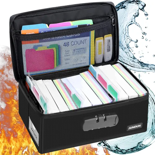 Miniatura 9 de JUNDUN Tarjetero de índice con cerradura, caja plegable ignífuga para 1200 tarjetas flash de 3 x 5 pulgadas, cajas de almacenamiento de tarjetas