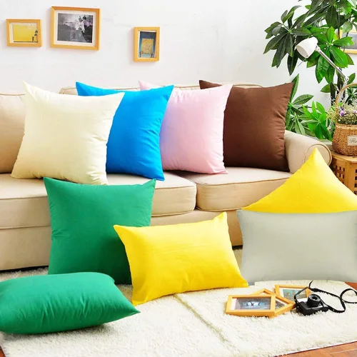 Miniatura 2 de Thmyo - Paquete de 4 fundas de almohada decorativas de 100 % algodón para lumbar, cómodas, sólidas, para Navidad/Halloween, fundas de cojín Blanco