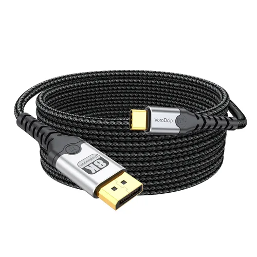Cable USB C a DisplayPort de 10 pies de largo, DP 1.4 8K@60Hz 4K @120Hz 2K @180Hz 1080P @360Hz Monitor Thunderbolt 3/4/5 a cable de puerto de