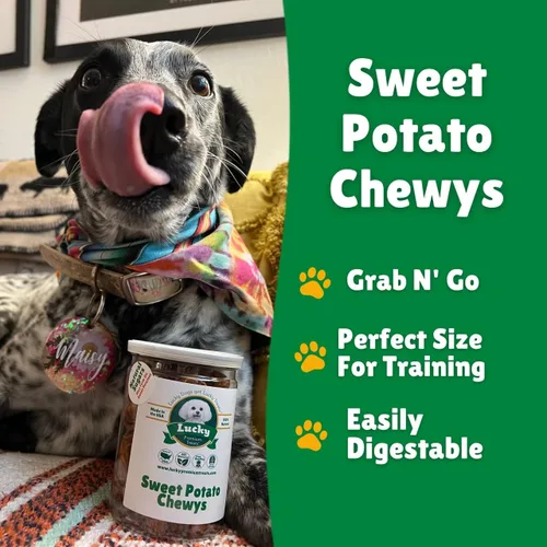 Miniatura 3 de Lucky Premium Treats Sweet Potato Chewys - Golosinas masticables para perros de tamaño de un bocado, grandes golosinas de entrenamiento para perros