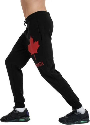 Miniatura 3 de Canada Maple Leaf Men's Joggers Pants with Pockets Athletic Loose-Fit Sweatpants for Workout, Running, Training Black