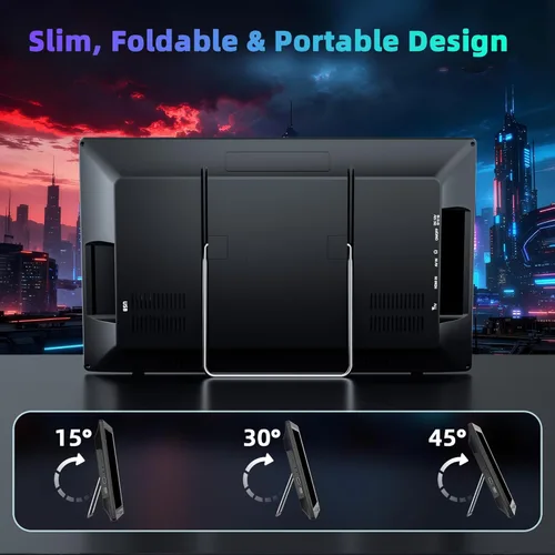Miniatura 7 de Televisor LCD portátil de 15.6 pulgadas con batería recargable, sintonizador ATSC, HDMI y USB, pequeño televisor portátil para encimera de cocina