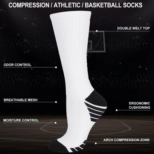 Miniatura 2 de Finerview Elite - Calcetines de baloncesto (6 pares), calcetines deportivos de alta calidad a media pantorrilla para adultos y jóvenes