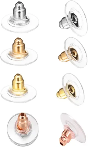 Miniatura 6 de DSOMHZ Parte trasera de aretes para orejas caídas/tachuelas/aretes pesados, 100 piezas de levantadores de aretes de bala (plata y oro)