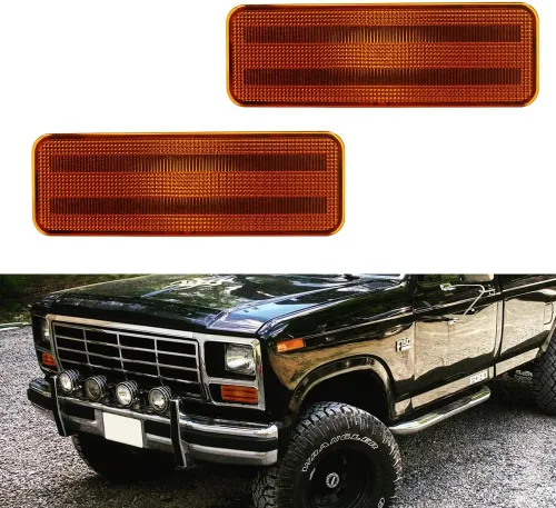Miniatura 8 de Para 1980 1981 1982 1983 1984 1985 1986 Ford BRONCO F-150 F-250 F-350 Luces de marcador laterales de parachoques delantero lente ámbar LED Luces LED