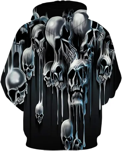 Miniatura 2 de Lontse Hoodies Men Skull 3D Graphic Print Sweatshirts Pullover Tops with Pocket