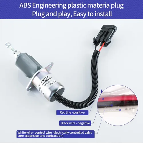 Miniatura 4 de 3931570 Solenoide de apagado de combustible 3923201 SA-4981-12 3800723 5016244AA 5016244AB para Dodge RAM 2500 3500 con 5.9L Cummins Diesel