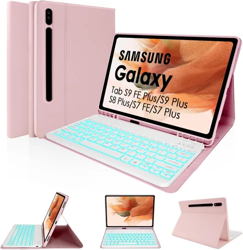 Miniatura 10 de LAMA Funda con teclado retroiluminado para Samsung Galaxy 12.4 pulgadas S10 Plus/S9 FE+/S9+/S8+, 12.4 pulgadas, S7 FE/S7 Plus, funda desmontable