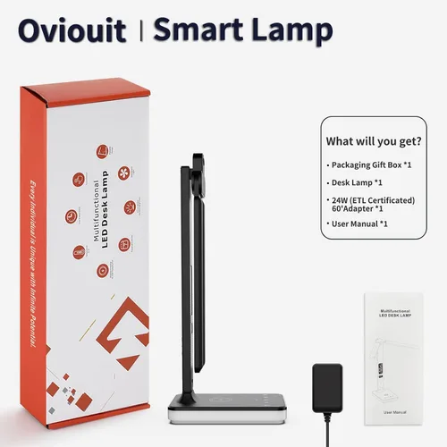 Miniatura 9 de Lámpara de escritorio LED para oficina en casa, puerto de carga USB, luz de escritorio de lectura con 5 temperaturas de color, atenuación continua