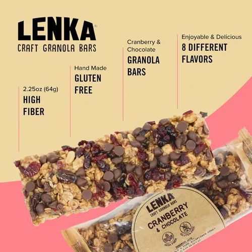 Miniatura 4 de Barritas Lenka - Barritas de merienda de arándano y chocolate, sin gluten, alta en fibra, kosher, saludables, sin sabores artificiales, envueltas