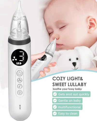 Miniatura 3 de Aspirador nasal para bebé, aspirador eléctrico de nariz para bebé, chupón de nariz para bebé, limpiador automático de nariz con 3 puntas