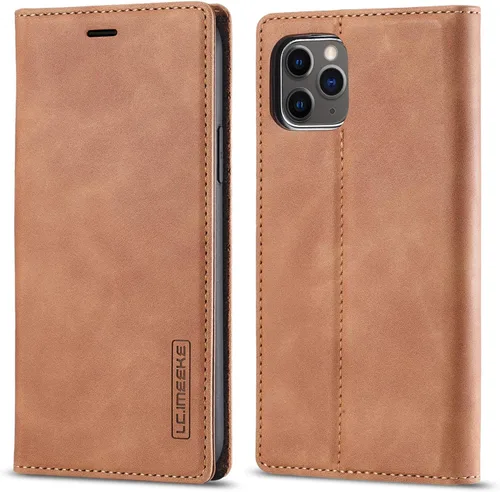 QLTYPRI Funda tipo cartera con ranura para tarjetas para iPhone 11, diseño clásico mate vintage de piel sintética con función atril cierre magnético