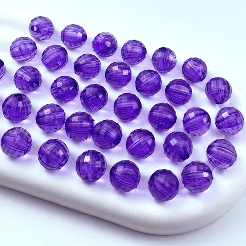 Miniatura 20 de 1000 cuentas facetadas redondas acrílicas de 0.236 pulgadas (0.236 in), cuentas espaciadoras de cristal, cuentas sueltas con múltiples facetas