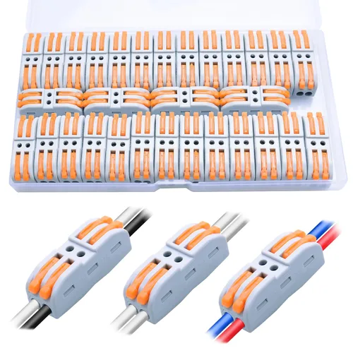 Miniatura 9 de Conectores de cable de palanca, paquete surtido de 75 conectores de cable, kit de conectores de empalme compacto para cables eléctricos, cables