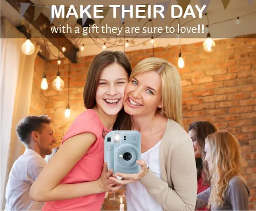 Miniatura 7 de Fujifilm Cámara Instax Mini 12 de película instantánea azul pastel, Fujifilm Instax Mini Twin Pack de película instantánea 20 impresiones, estuche