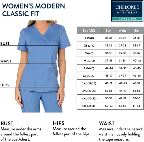 Miniatura 3 de Workwear Revolution WW610 - Ropa quirúrgica con estilo cruzado falso para mujer, elástica, suave y de fácil cuidado