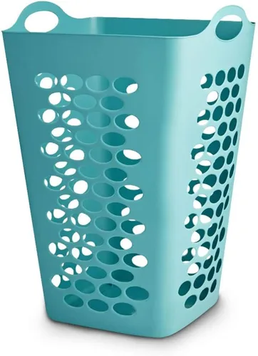 Sedlav Cesto de plástico para la ropa sucia, color verde azulado, ideal para lavandería, armario, dormitorio, baño, cesta de ropa sucia, organizador