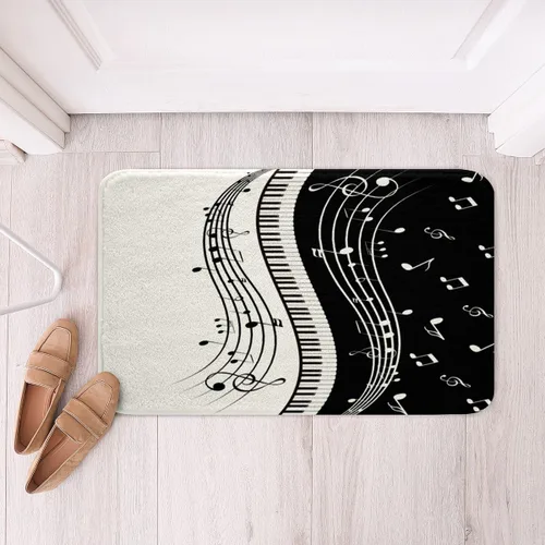 Miniatura 17 de Alfombras de baño de bailarina para niños, diseño de estrellas y corazones con notas musicales, decoración de habitación de niñas y mujeres